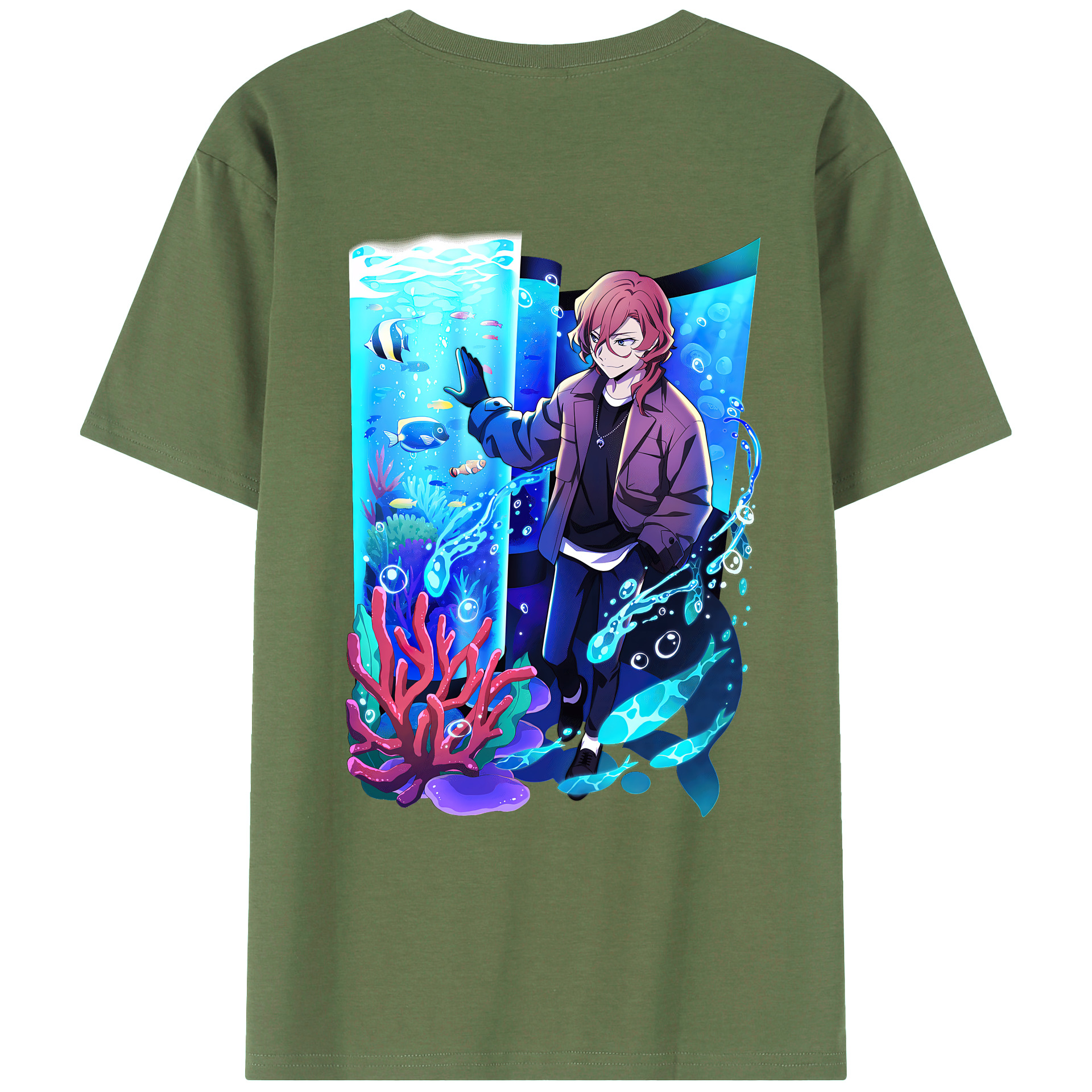 （画像用） 文豪ストレイドッグス Bungo Stray Dogs 綿100％ メンズ半袖Tシャツ（バックプリント） 通気性
